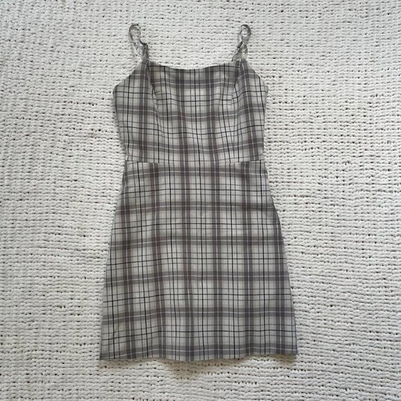 Wilfred Plaid Mini Dress in Gray and White - Picture 2 of 4
